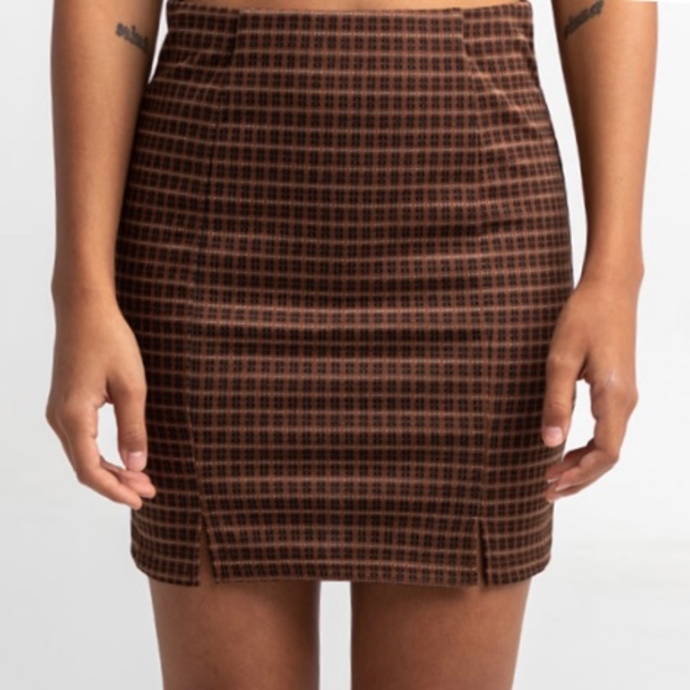 Tillys Full Tilt Brown & Black Plaid Skirt - Picture 7 of 7